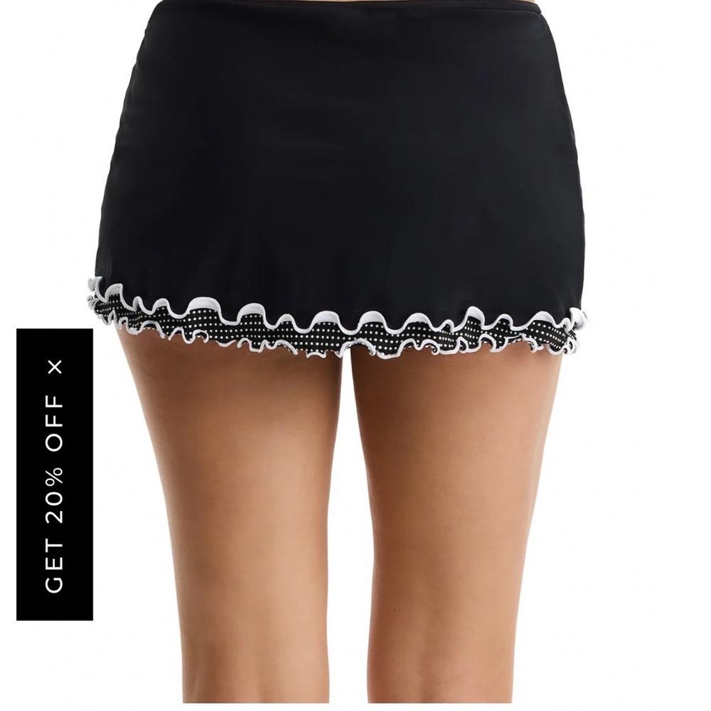 Profile by Gottex Brown Ruffle Swim Skirt Skort Side Slit E800 1P92 Size 14 NEW - Picture 4 of 12